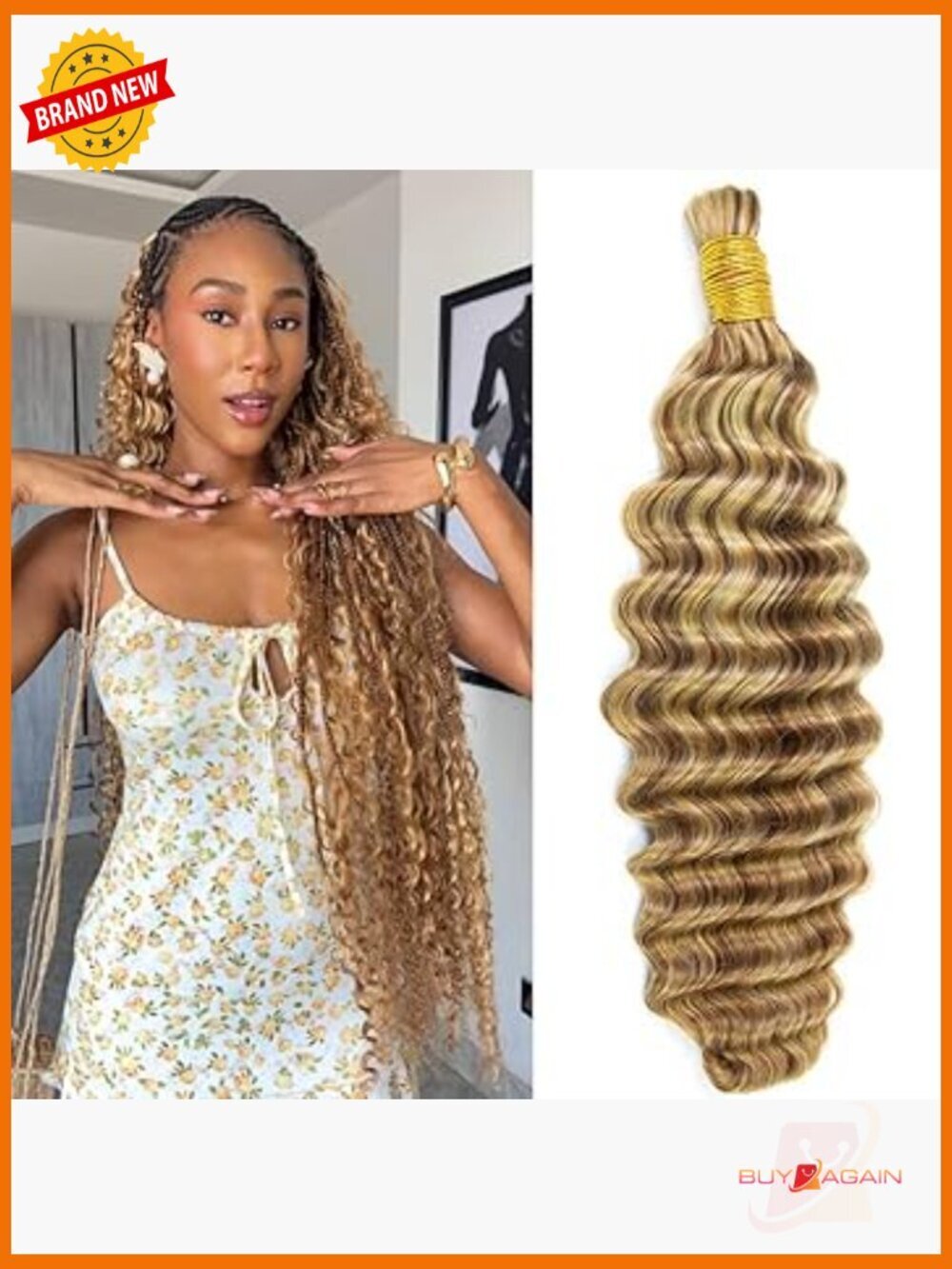 100G Human Braiding Hair Extensions Deep Wave Boho Braids 18inch No Weft